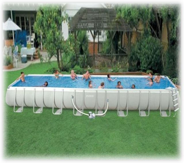 Каркасный бассейн прямоугольный Intex 28372, размер 975 х 488 х 132 см, в комплекте: (песочный насос-фильтр 10000 л/ч, лестница, тент, подложка, ремкомплект, сливной клапан) 