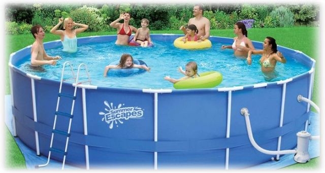 Каркасный бассейн Polygruop Summer Escapes Р20-1252-B, размер  366 х 132 см в комплекте: (картриджный насос фильтр 3000 л/ч, лестница, подложка, тент, комплект для чистки DeLux, скиммер) 