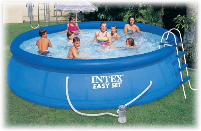 Надувной бассейн Intex 28166 Easy Set Pool, размер 457 х 107 см  в комплекте: (картриджный насос фильтр 3028 л/ч, лестница, тент, подложка) 