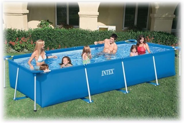 Каркасный бассейн прямоугольный Intex 28316, размер 400 х 200 х100 см в комплекте: (картриджный насос-фильтр 2000 л/ч, лестница) 