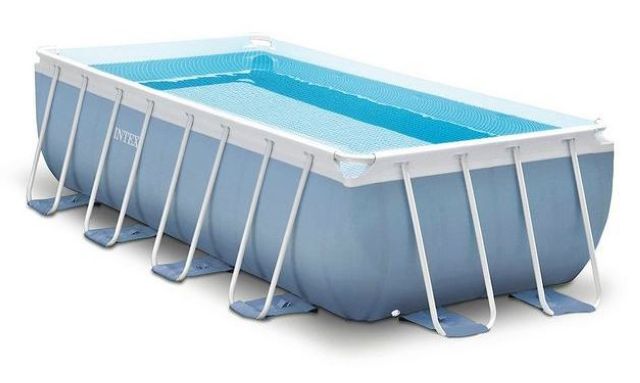 Каркасный бассейн прямоугольный Intex 26792, размер 488 х 244 х 107 см в комплекте: (картриджный насос-фильтр 3785 л/ч, лестница, подложка, тент, ремонтный комплект, сливной клапан) 