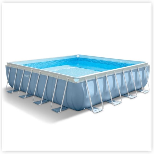 Каркасный бассейн квадратный Intex 26764, размер 427 х 427 х 107 см в комплекте: (картриджный насос-фильтр 3785 л/ч, лестница, подложка, тент) 