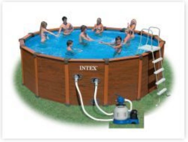 Каркасный бассейн Intex 28382, размер 478 x 124 см в комплекте: (песочный насос фильтр 4500 л/ч, лестница, тент, подложка) 