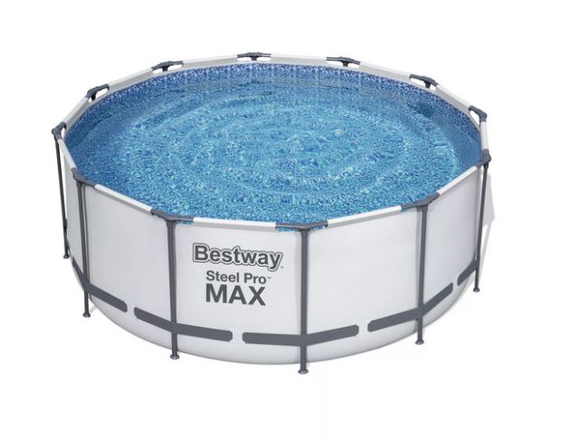 Каркасный бассейн Bestway 56420, размер 366 х 122 см в комплекте: (картриджный насос фильтр для очистки воды 2006 л/ч, лестница, тент, ремонтный комплект, сливной клапан) 