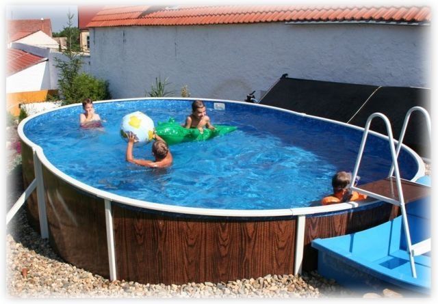 Каркасный бассейн морозоустойчивый AZURO 405DL овальный, размер 730 х 370 х 125 см, в комплекте лестница. Объем-29 м3 