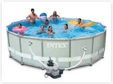 Каркасный бассейн Intex Ultra Rondo 28322 (54922), размер 488 x 122 см в комплекте: (картриджный насос фильтр 5678 л/ч, лестница, тент, подложка) 