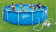 Каркасный бассейн Polygruop Summer Escapes Р20-1548-S, размер  457 х 122 см в комплекте: (песочный насос фильтр 4100 л/ч, лестница, подложка, тент, комплект для чистки Delux, скиммер) 