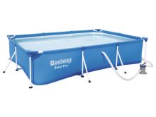 Каркасный бассейн прямоугольный Bestway 56411, размер 300 х 201 х 66 см. в комплекте: (картриджный насос фильтр 1249 л/ч) 