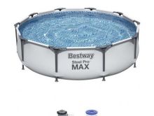 Каркасный бассейн Bestway 56408 размер 305 х 76 см в комплекте: (картриджный насос фильтр для очистки воды 1249 л/ч, ремонтный комплект,сливной клапан). 