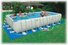 Каркасный бассейн прямоугольный Intex 54476 Rectangular Ultra Frame Pool, размер 732 х 366 х 132 см в комплекте: (насос-фильтр c хлоргенератором, лестница, тент, подложка) 