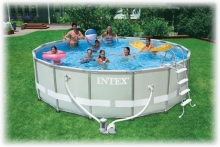 Каркасный бассейн Intex 54452 Ultra Frame Pool, размер 488 х 122 см в комплекте: (картриджный насос фильтр 3028 л/ч, лестница, тент, подложка, набор для чистки) 