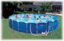 Каркасный бассейн Intex 28262 размер 732 х 132 см в комплекте: (картриджный насос фильтр 9464 л/ч, подложка, тент, лестница) 