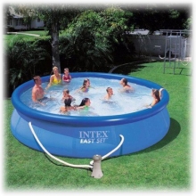 Надувной бассейн Intex  56414 Easy Set Pool, размер 457 х 91 см в комплекте: (картриджный насос фильтр 3028 л/ч, скиммер, комплект для чистки бассейна, подложка, тент, лестница) 