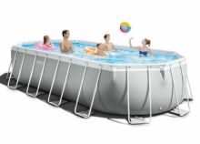 Каркасный бассейн прямоугольный Intex 26798, размер 610 х 305 x 122 см (картриджный насос фильтр 5678 л/ч, лестница, тент, подложка,ремонтный комплект, сливной клапан) 