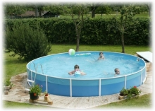Каркасный бассейн морозоустойчивый AZURO 301 круглый, размер 460 х 90 см, в комплекте насос картриджный, скиммер. Объем-15 м3 