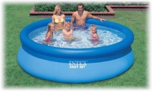 Надувной бассейн Intex 28120-W8 Easy Set Pool, размер 305 х 76 см, в комплекте: (песочный насос 2006 л/ч, лестница, тент, подложка, набор для чистки Deluxe со скиммером, лонгафор, дозатор, ванночка для ног) 