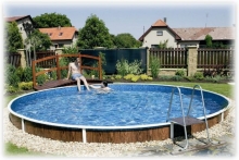 Каркасный бассейн морозоустойчивый AZURO 403DL круглый, размер 550 х 125 см, в комплекте лестница. Объем 28 м3 